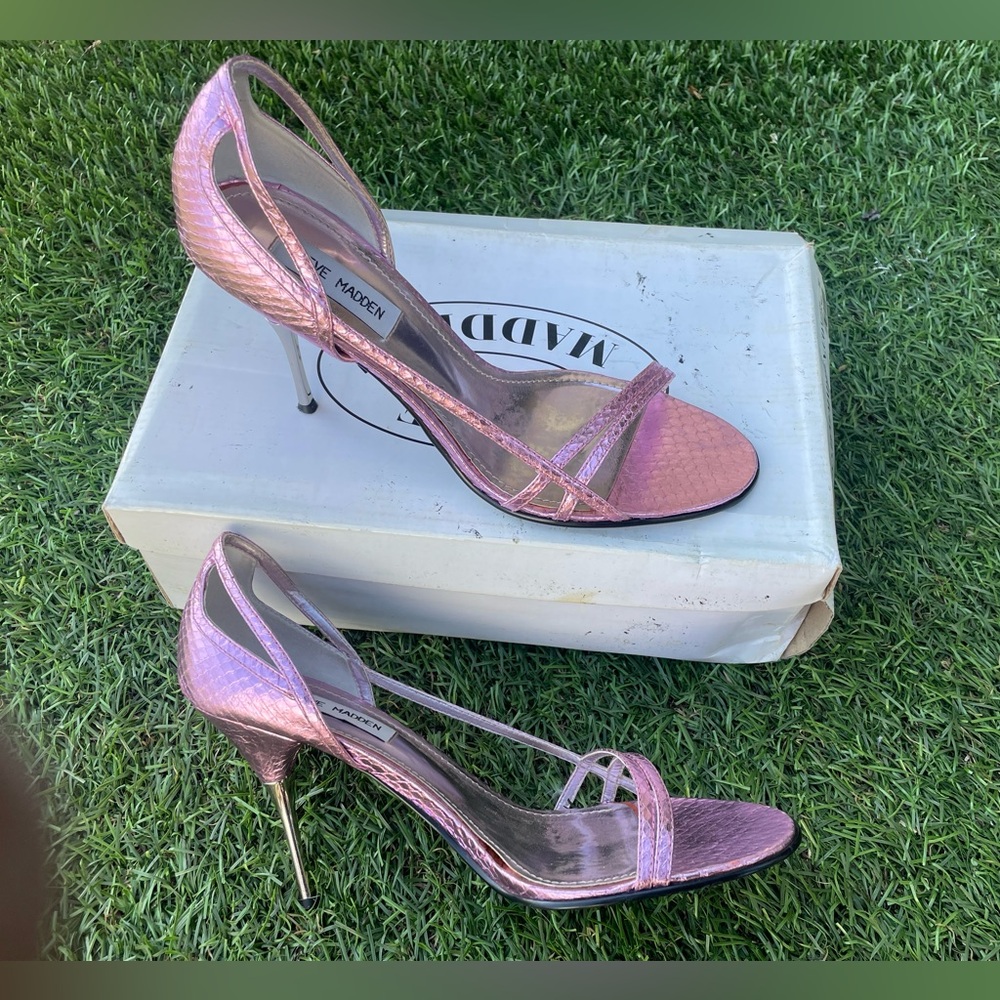 Steve Madden Scales Pink Python High Heels Sz(8) - image 4
